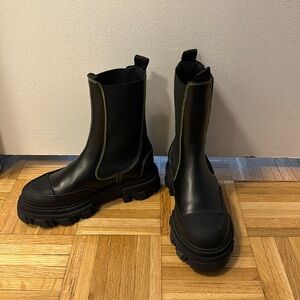 Ganni black rain boots size 38